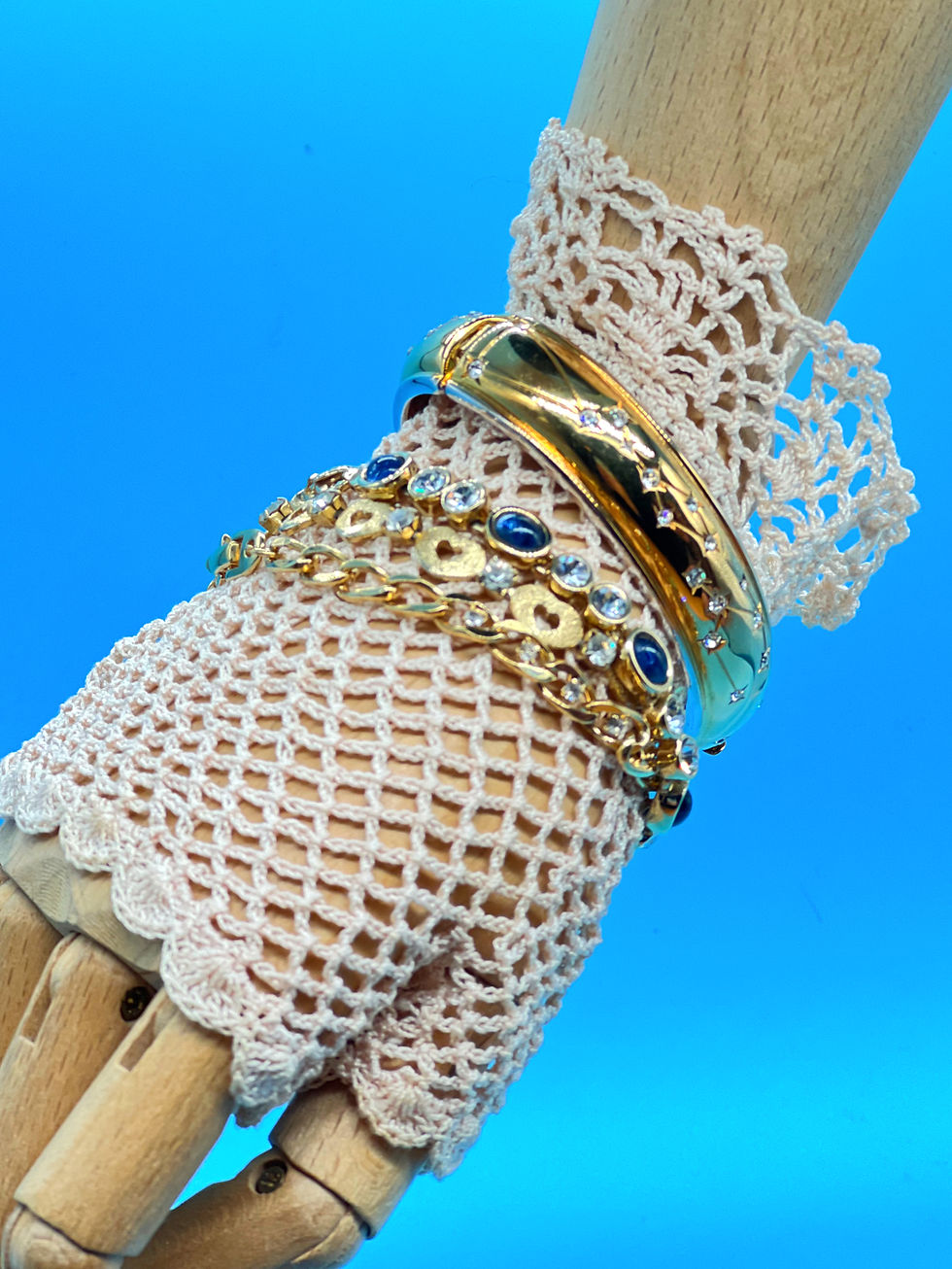 Thumbnail: 90s Cabouchon 18ct Gold Plated Zodiac Bangle