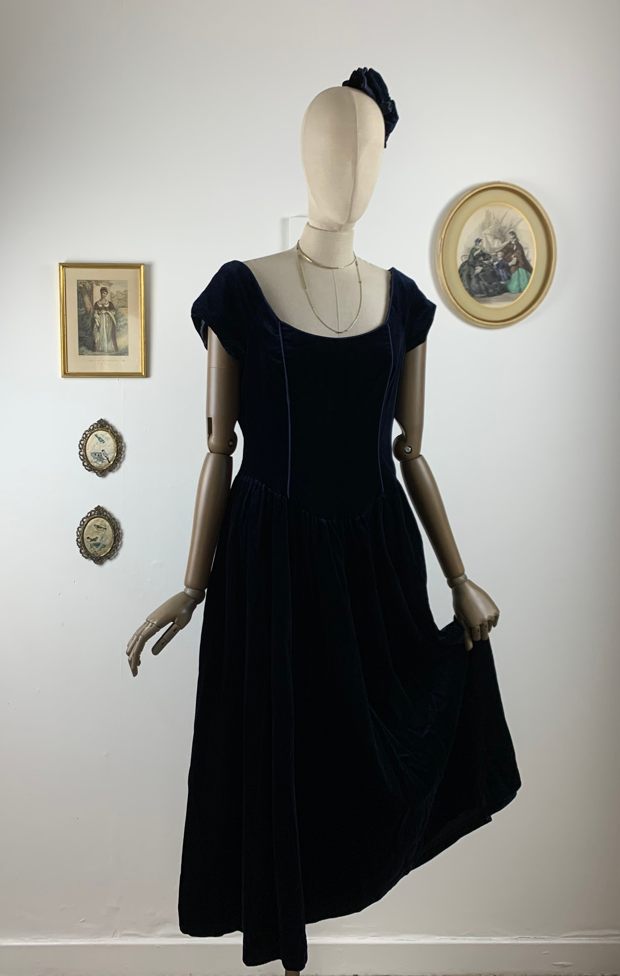 Laura Ashley 80s Navy Dress