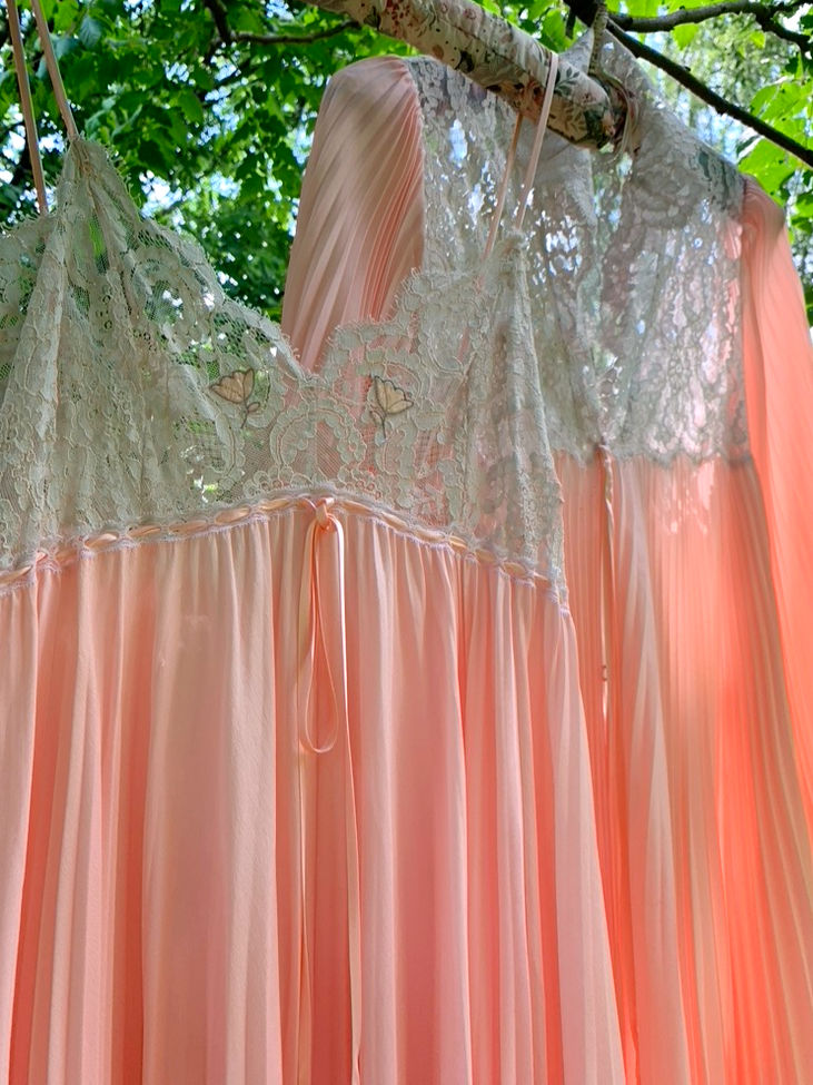 Thumbnail: Lucie Ann 60s Peignoir Robe and Nightgown Set