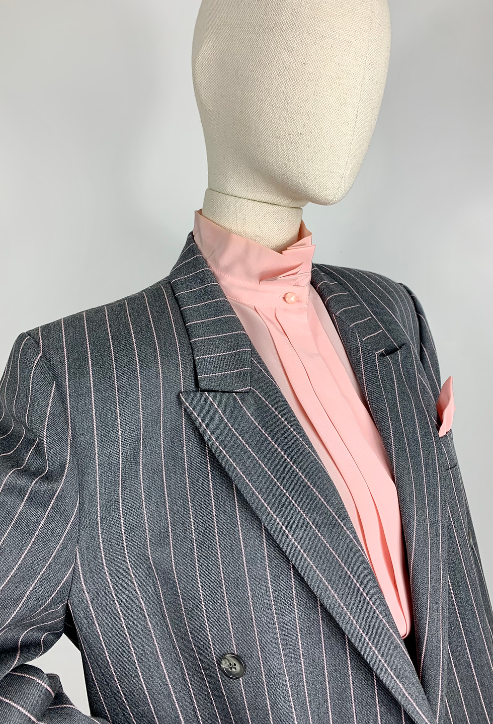 Thumbnail: 80s Double Breasted Jacket, Satin Blouse & Pleated Skirt Suit