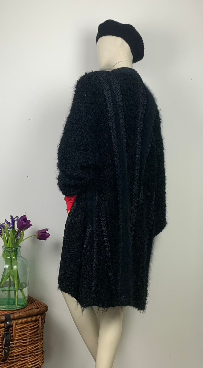 Thumbnail: Aux Doigts de Fée 80s Chunky Knit Long Cardigan/Coat