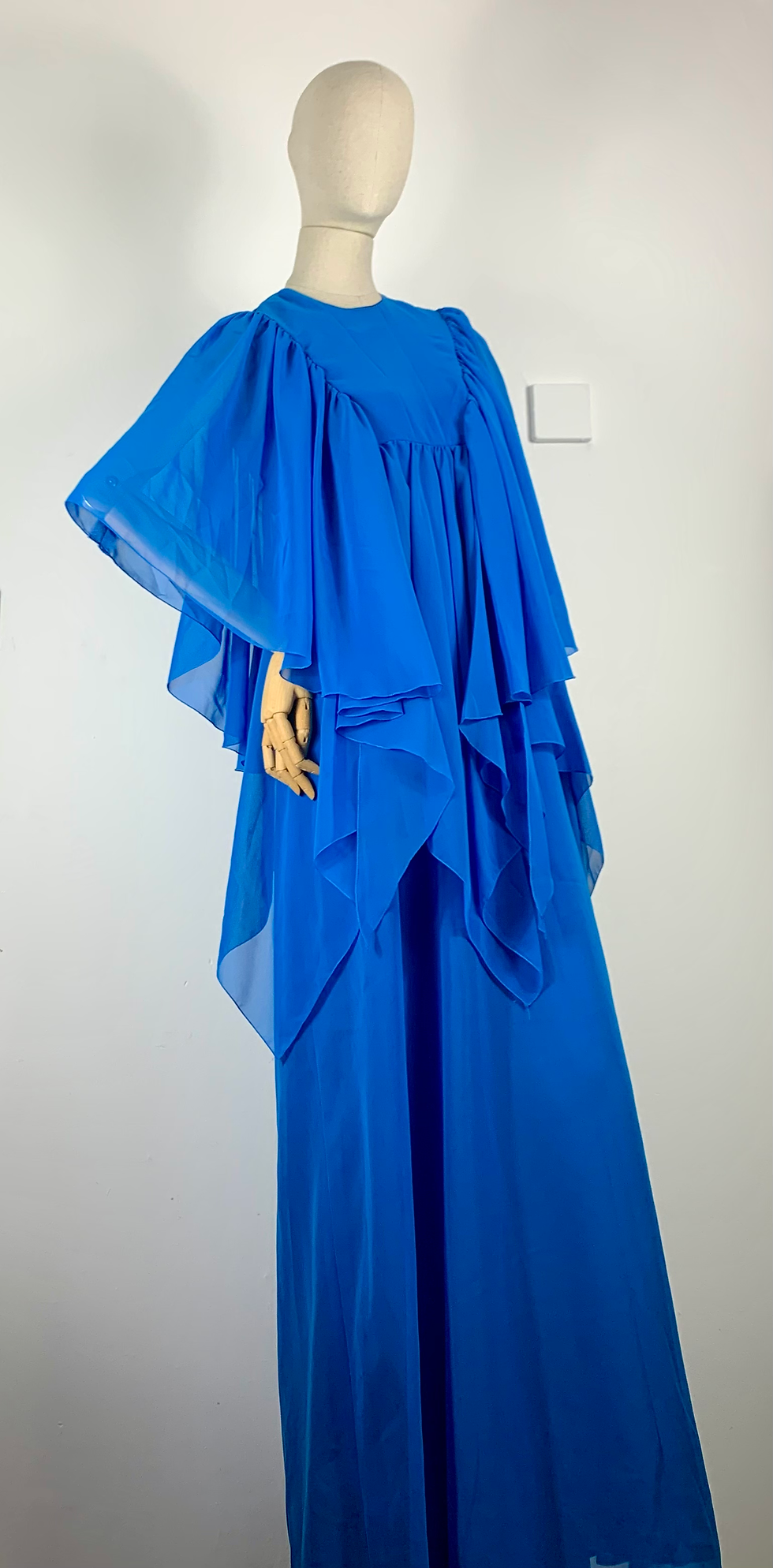 Thumbnail: 70s Blue Organza Cape Gown
