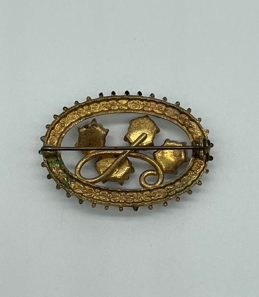 Thumbnail: Gold Oval Multi Colour Stones Brooch