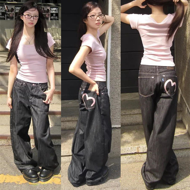 2025 Autumn Winter Women's Denim Jeans Y2K Wide Fit Baggy Jeans Grunge Harajuku