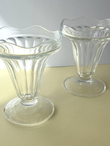 Thumbnail: Glass dish, sundae, ice cream, set of two, vintage, fluted