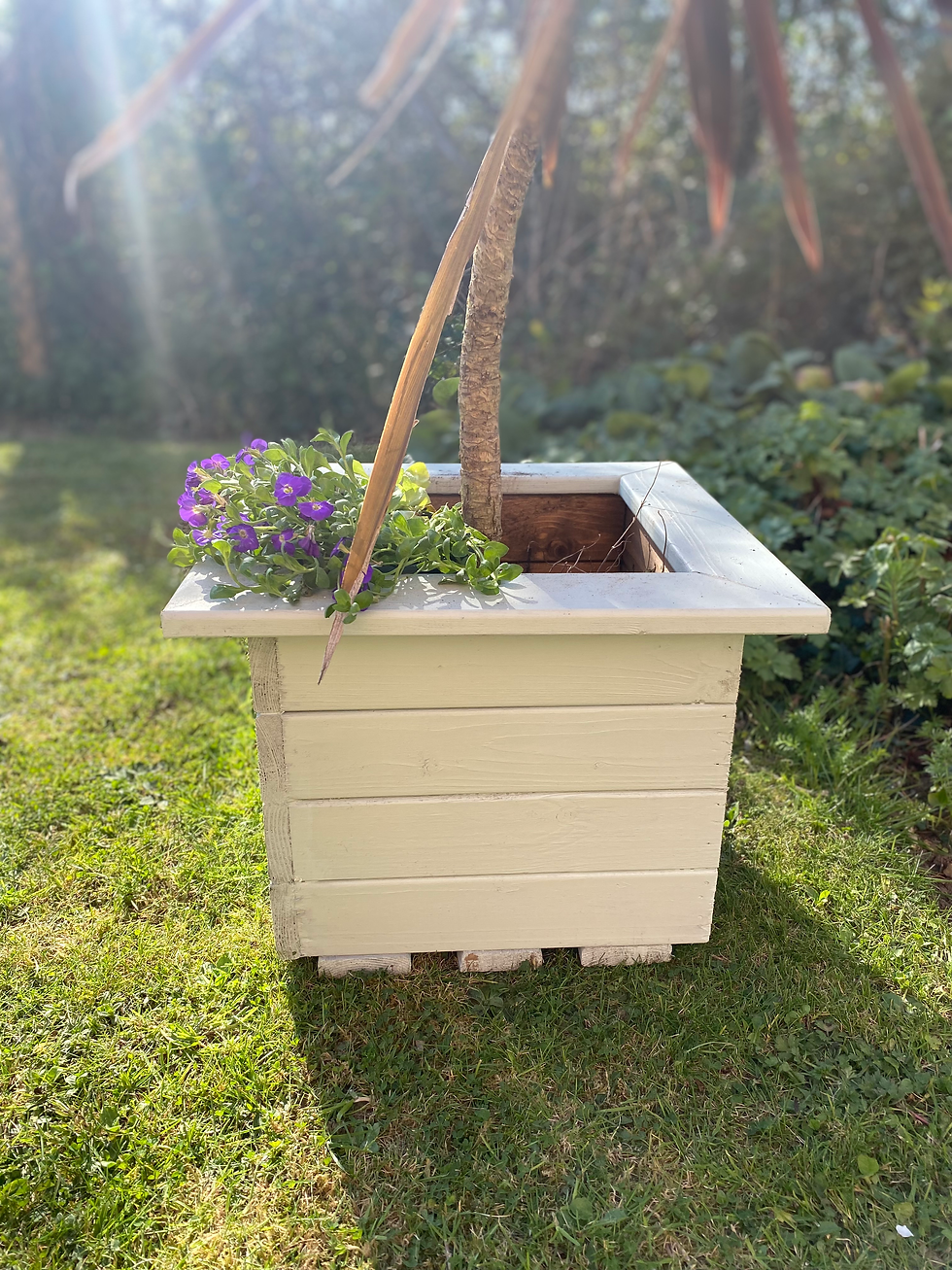 Thumbnail: Planter, garden, rustic, wood, pale green