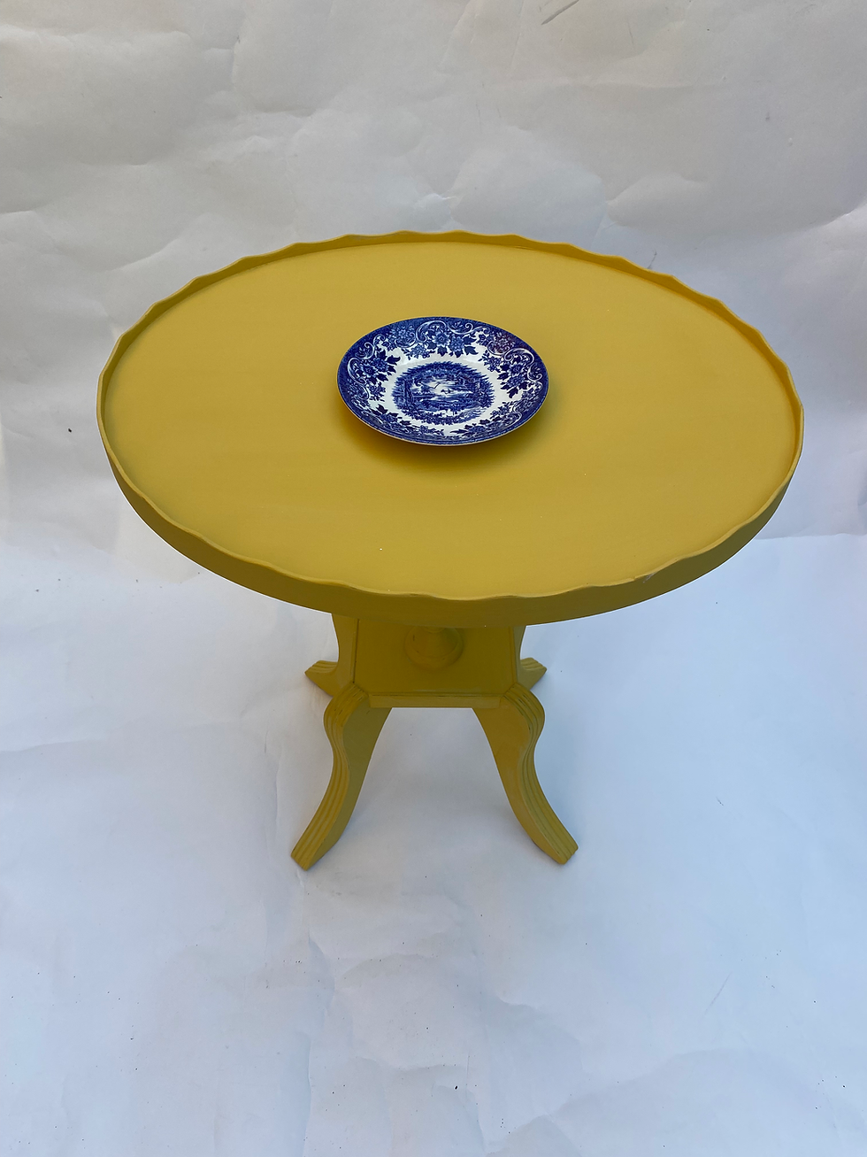 Thumbnail: Table, wine, lamp, vintage, hand painted, yellow, pedestal base