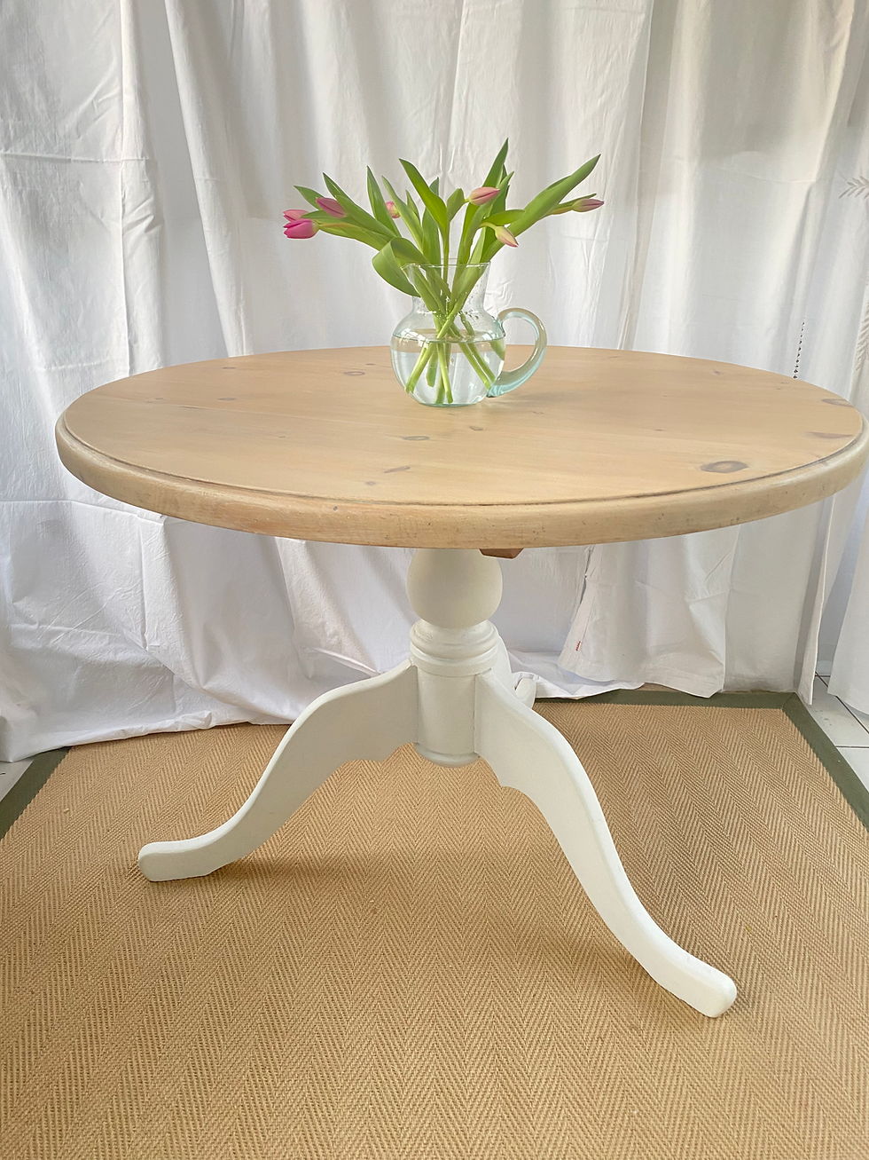 Thumbnail: Table, dining table, pine, pedestal base, vintage, country kitchen, dining