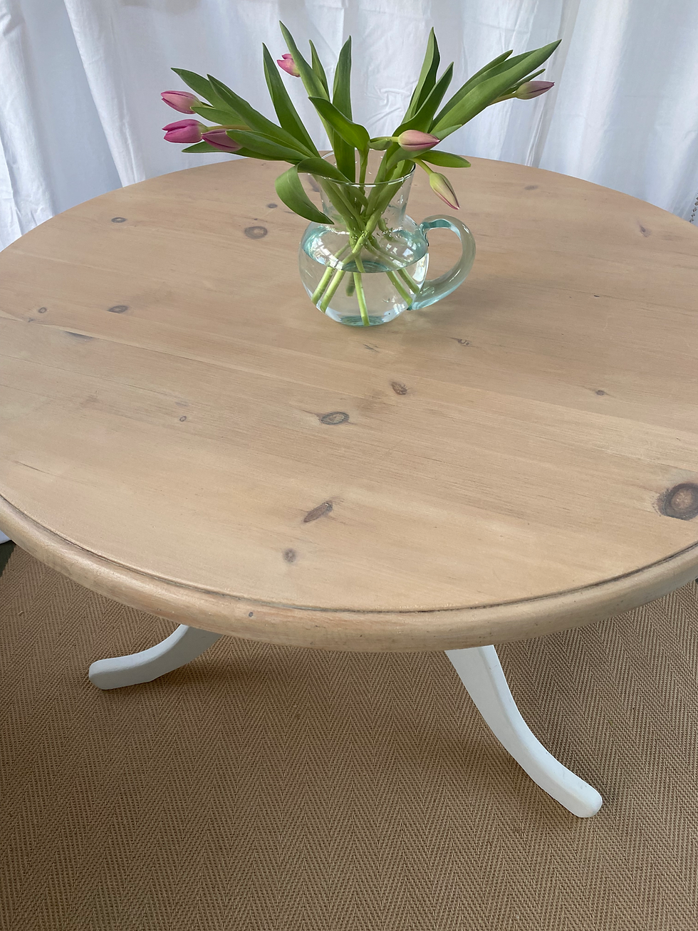 Thumbnail: Table, dining table, pine, pedestal base, vintage, country kitchen, dining