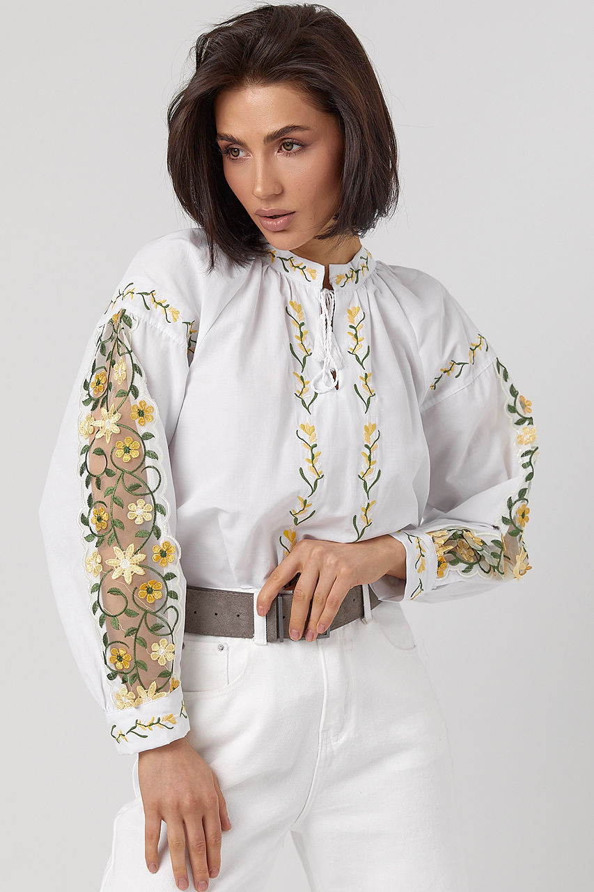 Вишиванка жіноча на зав'язках з рукавами-регланами