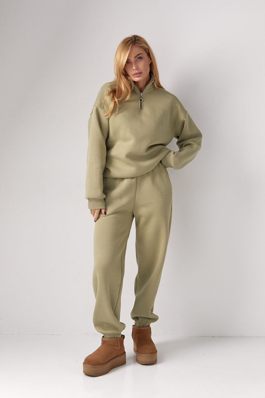 Спортивний жіночий костюм зі світшотом на блискавці та джогерами