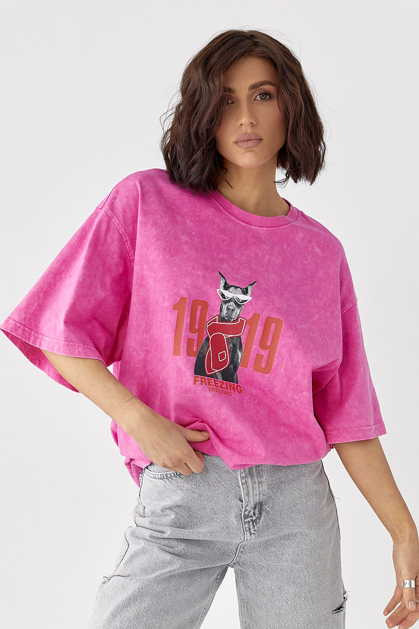 Футболка тай-дай з доберманом