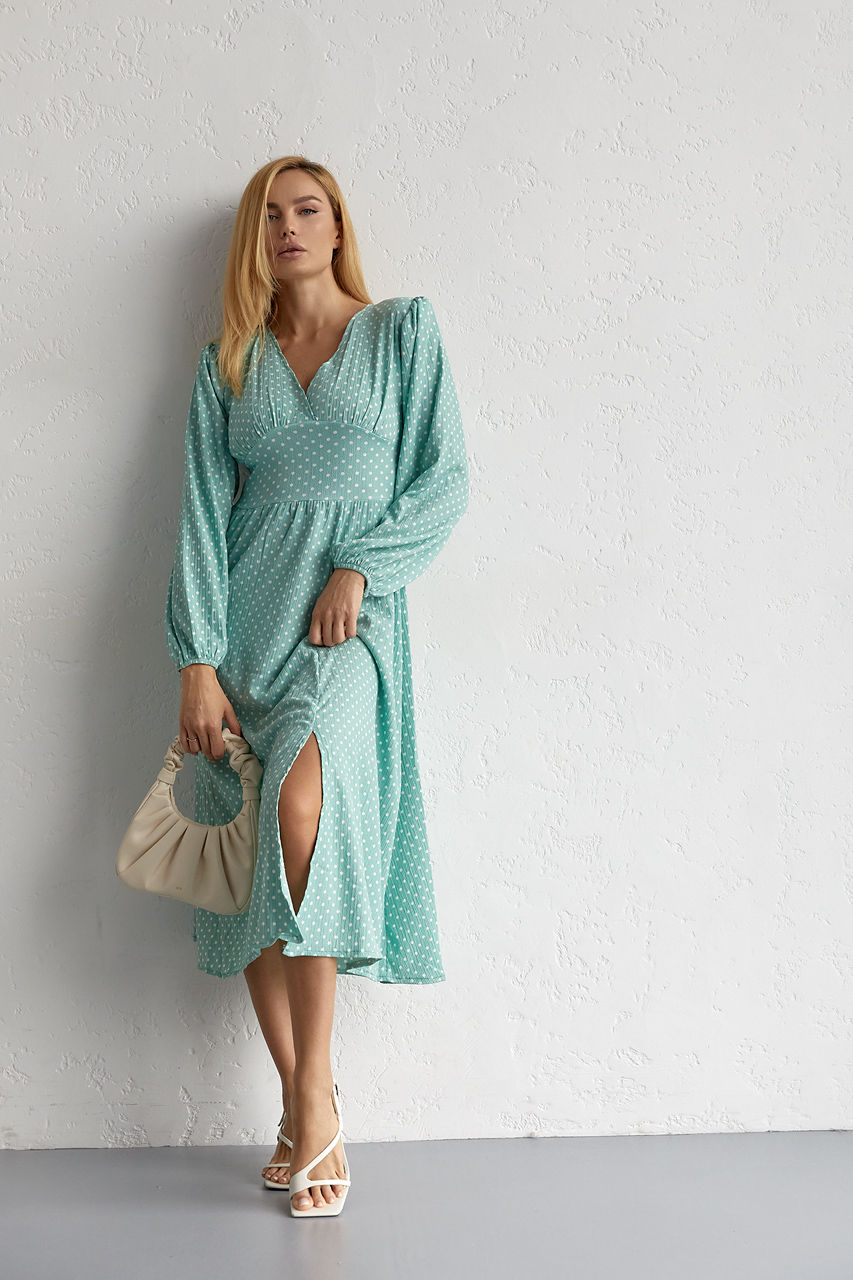 Сукня в горошок із вирізом на спинці