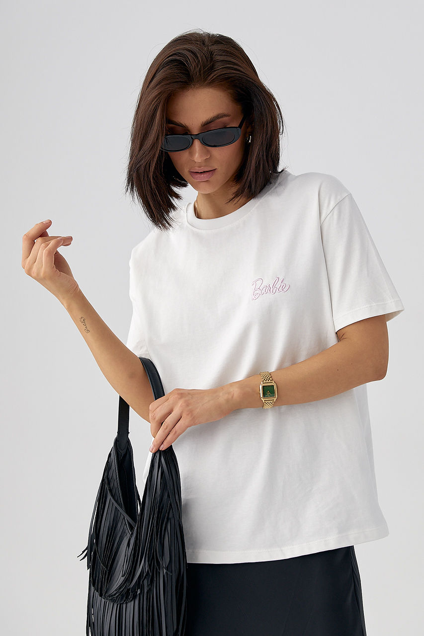 Трикотажна футболка з написом Barbie