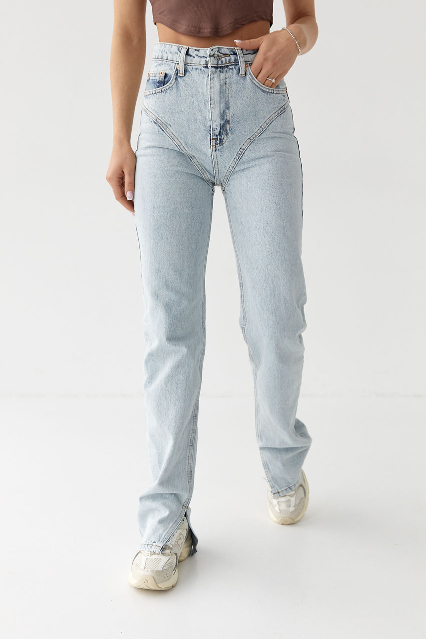 Джинси з високою талією та фігурною кокеткою