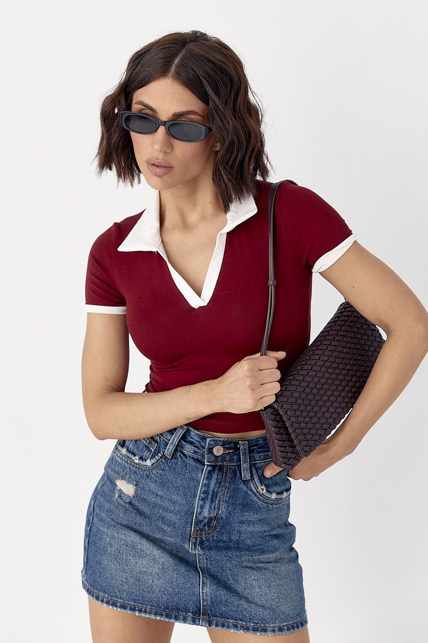 Футболка -поло з контрастним комірцем