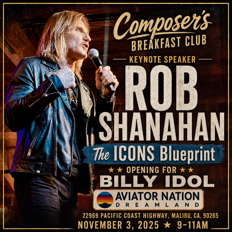 Rob Shanahan delivering the opening keynote for the Composer's Breakfast Club in Malibu, California.
