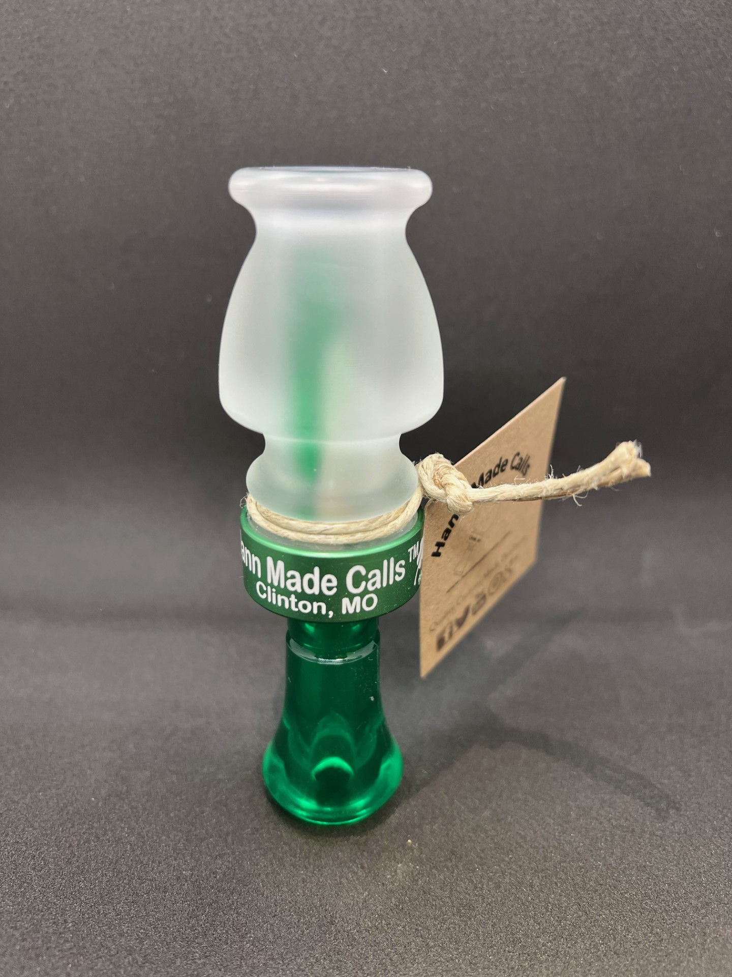 23008). Frosted Clear/Green Acrylic Duck Call