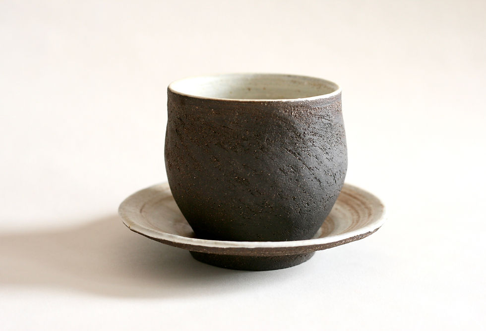 Black ceramic Cup and Saucer