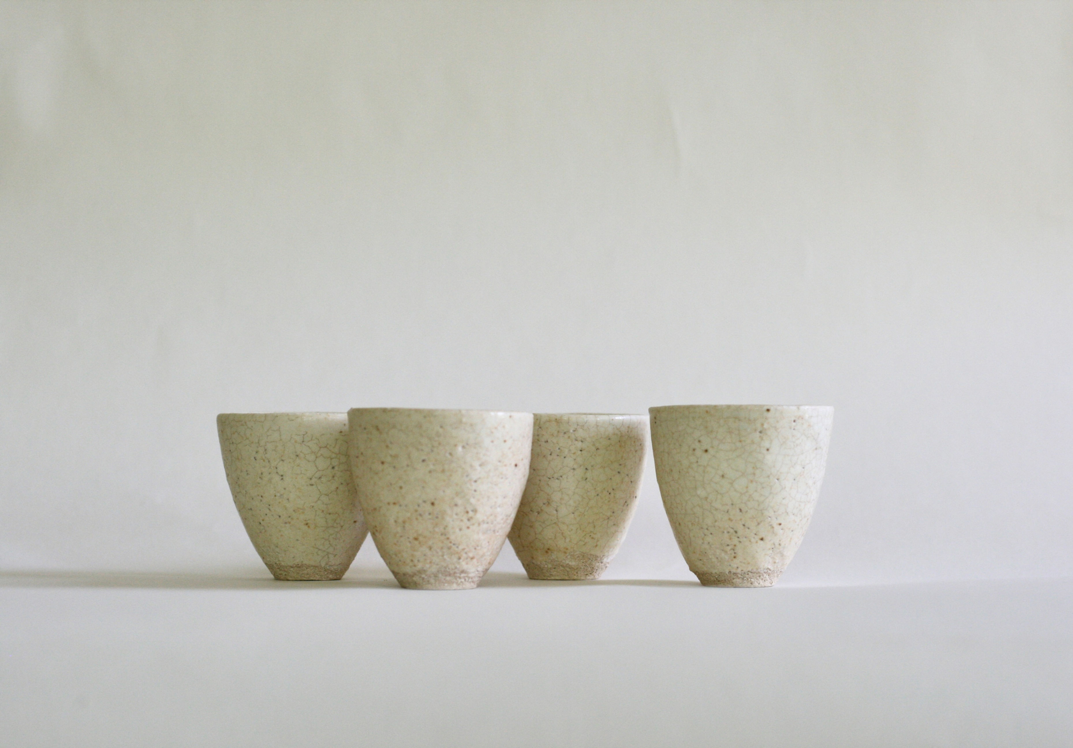 Set of Four - White Ceramic tiny cup | Espresso cup | Sake cup