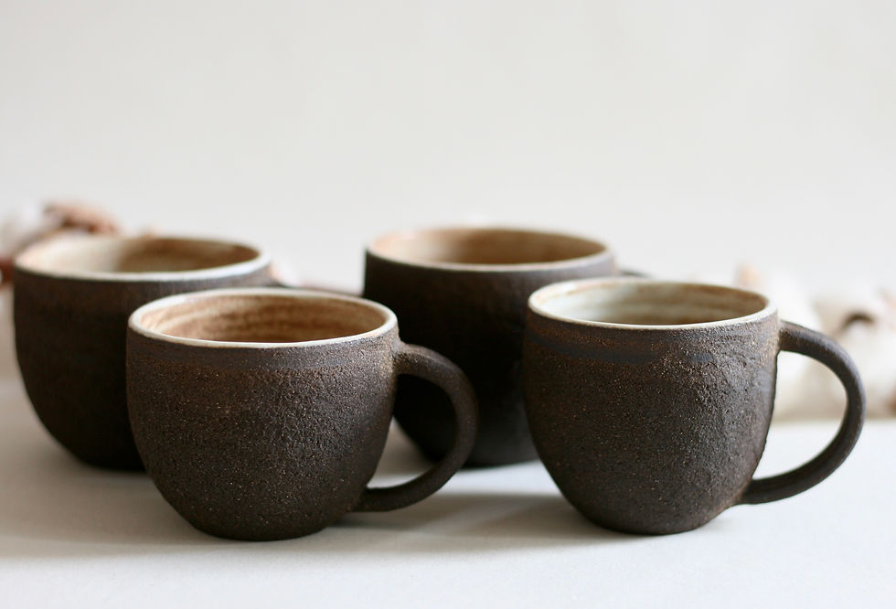 Thumbnail: Black Small ceramic cup | Espresso cup with Handle