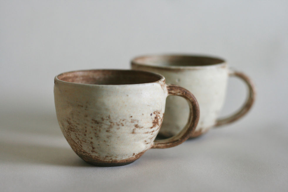 Thumbnail: White cream ceramic cup | Espresso cup with handle