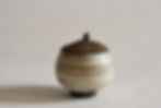 Cream Ceramic box with pine needle lid