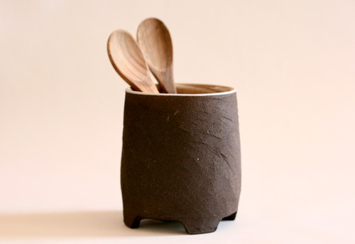 Black Ceramic Utensil Holder | Toothbrush Holder | Tom Tzur Pottery