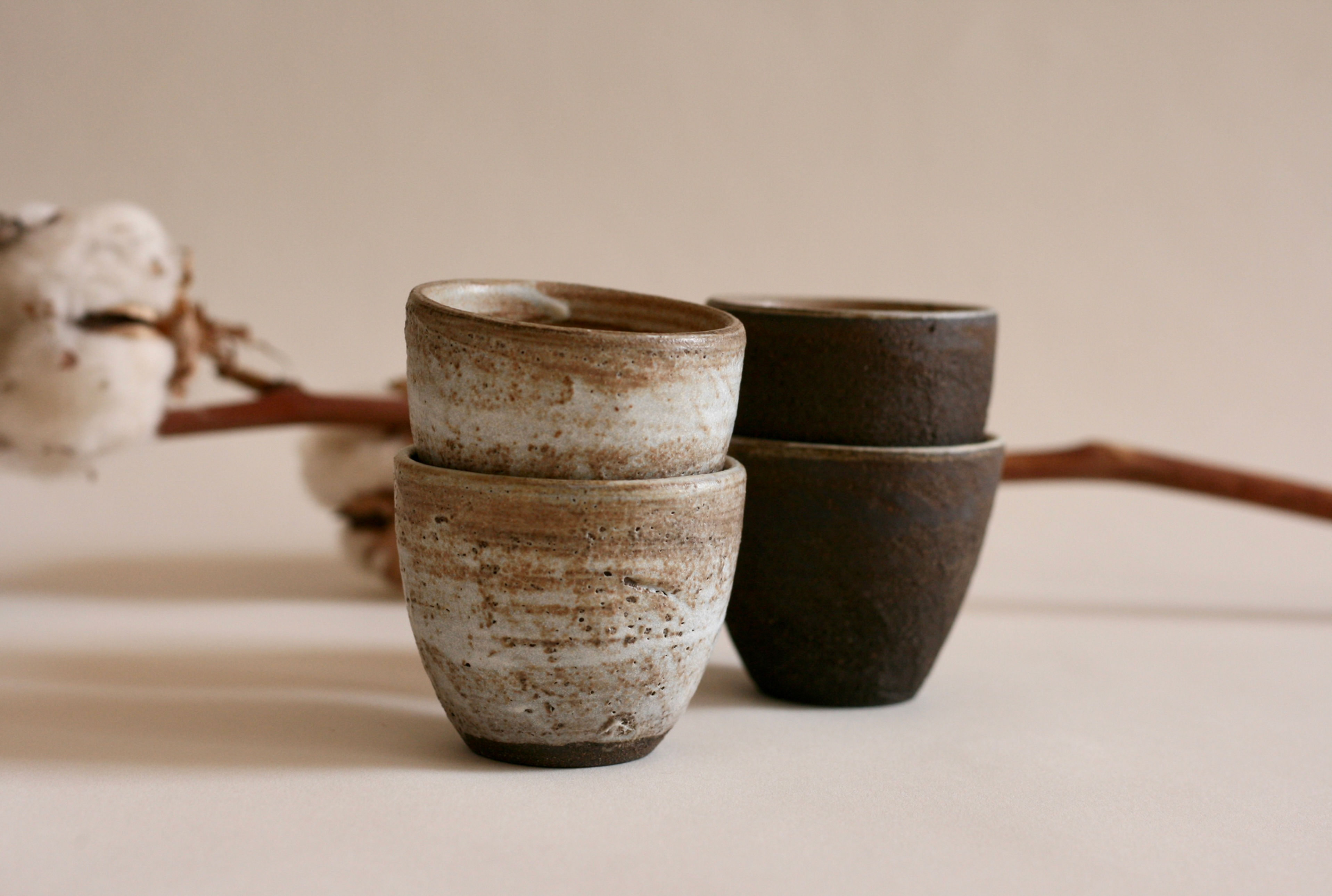 Set of Four - Ceramic tiny cup | Espresso cup | Sake cup