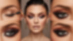 A step-by-step visual progression of a smokey liner application: starting with a pencil line, smudging it, and blending with eyeshadow. The final image shows the completed look with mascara.