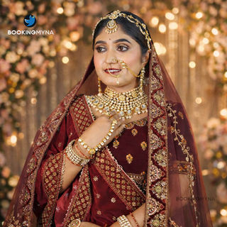 bridal makeup look of woman at first foundationpro makeup and hairstyling academy in hyderabad and bengaluru