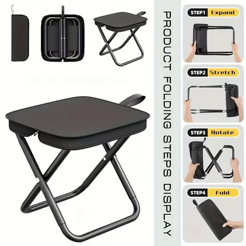 Thumbnail: Portable Folding Stool Lightweight Camping Chair Foldable Seat for Fishing Hikin