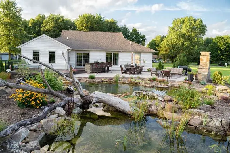 A natural eco pool installation by Knob Hill Landscape Company of Springfield, Illinois.