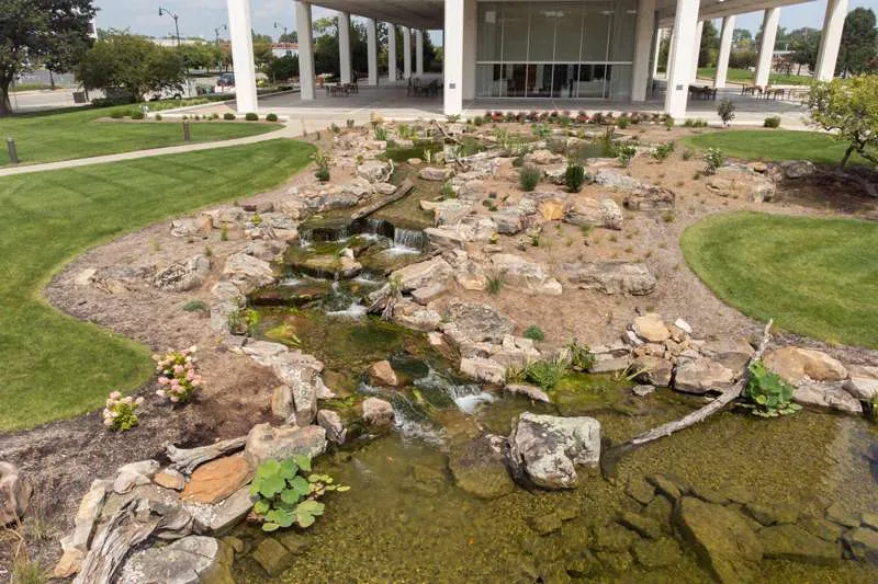 An outdoor water feature designed by Knob Hill Landscape Company of Illinois. 
