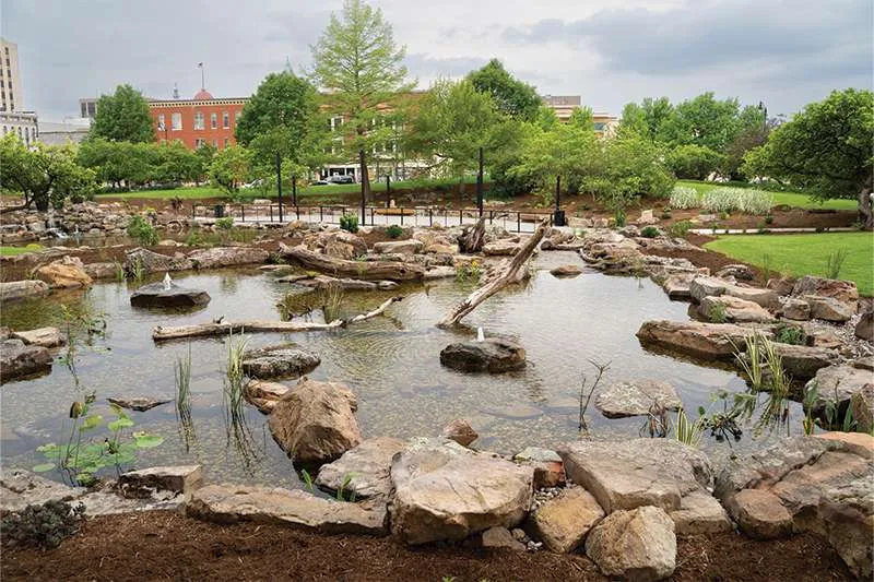 An outdoor water feature designed by Knob Hill Landscape Company of Illinois. 