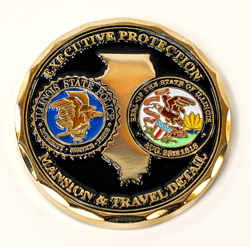 A commemorative challenge coin celebrating the Mansion and Travel Detail Executive Protection
