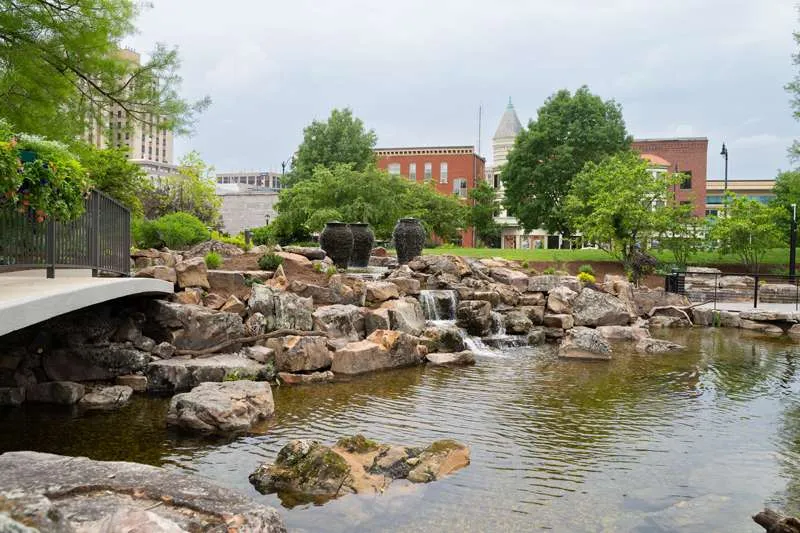 An outdoor water feature designed by Knob Hill Landscape Company of Illinois. 