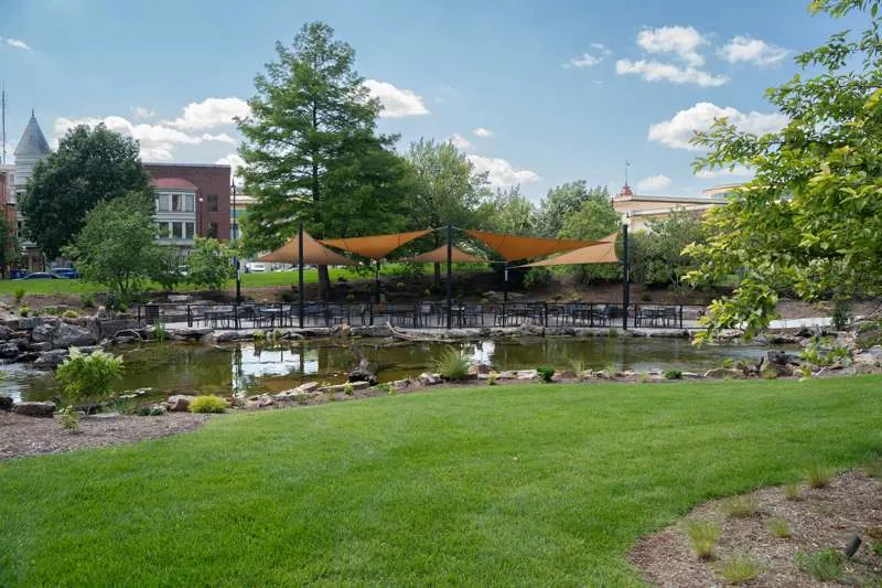 An outdoor water feature designed by Knob Hill Landscape Company of Illinois. 