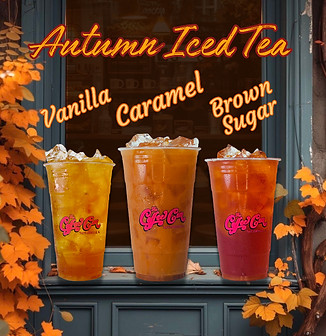 Autumn Iced Tea seasonal flavors: Vanilla, Caramel, and Brown Sugar at the Coffe Can in Taylorville, Illinois.