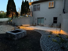 Fire pit installation in progress, designed and constructed by Knob Hill Landscape Company of Springfield, Illinois