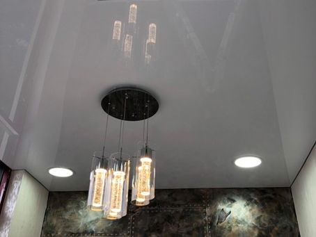 White glossy ceiling for beauty salon