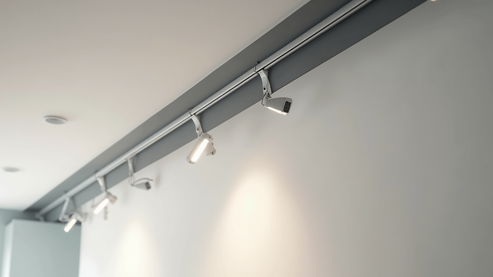 Close-up view of stretch ceiling installation showing the perimeter track and membrane