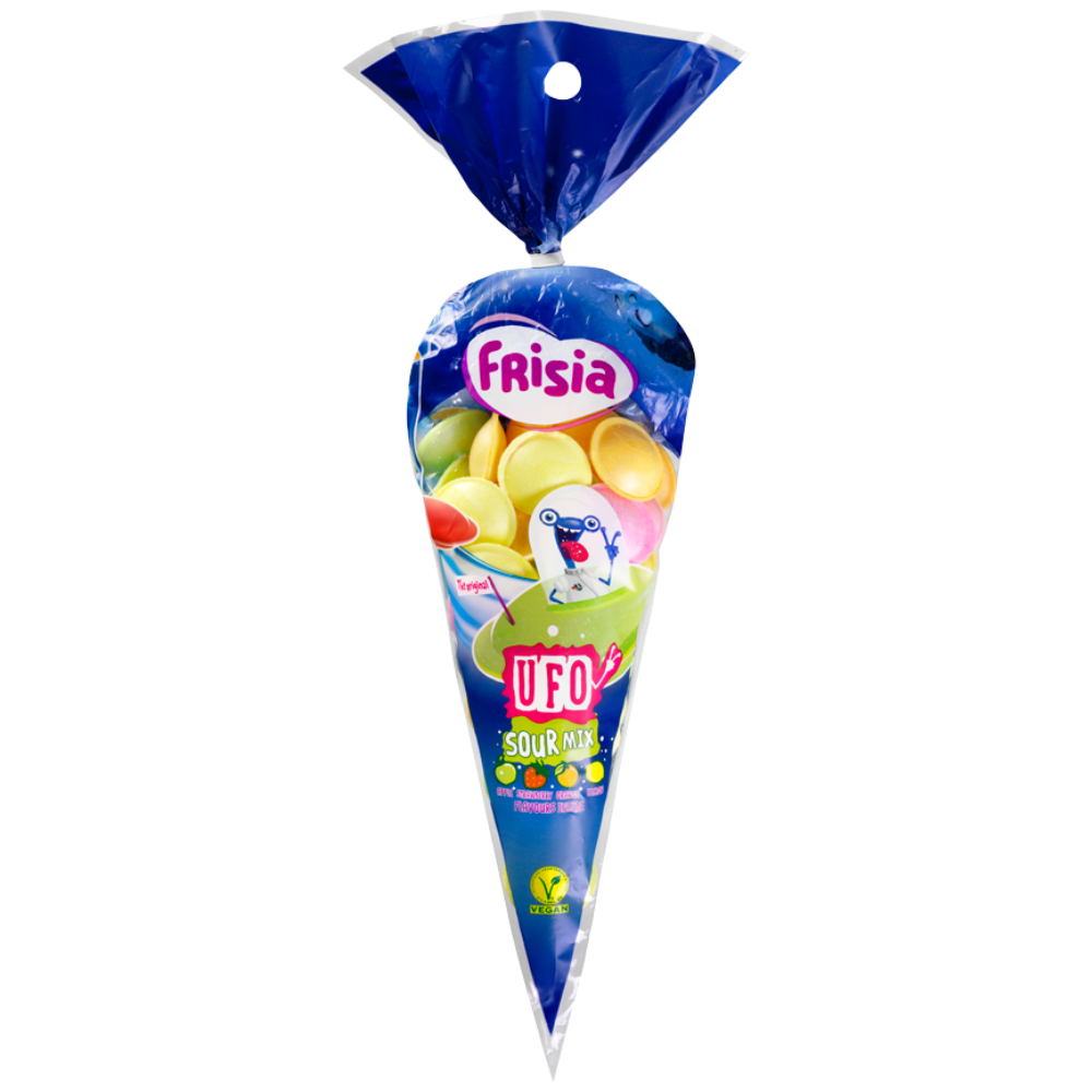 Sour Fruit Flavoured Flying Saucers Cone Bag 45g