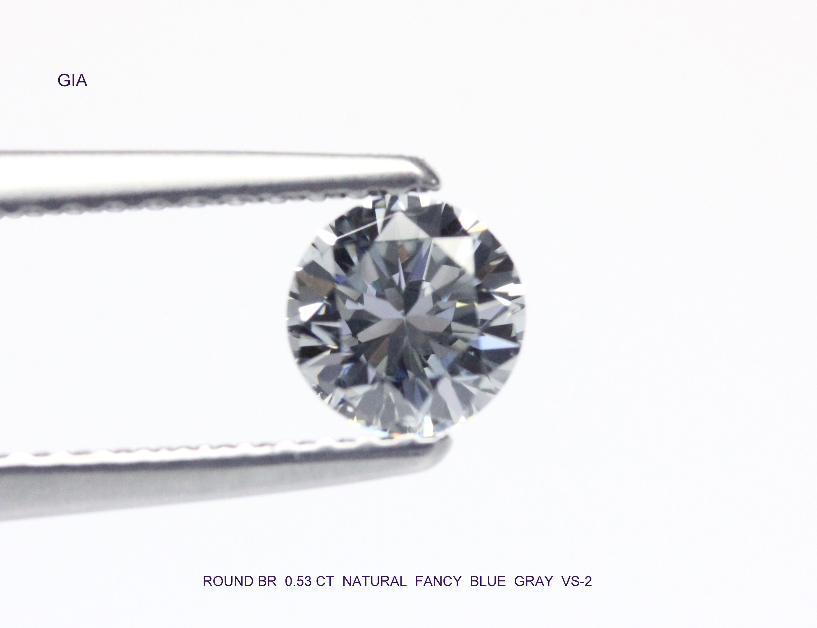 BLUE GRAY DIAMOND 0.53 CARAT FANCY BLUE GRAY VS-2-GIA