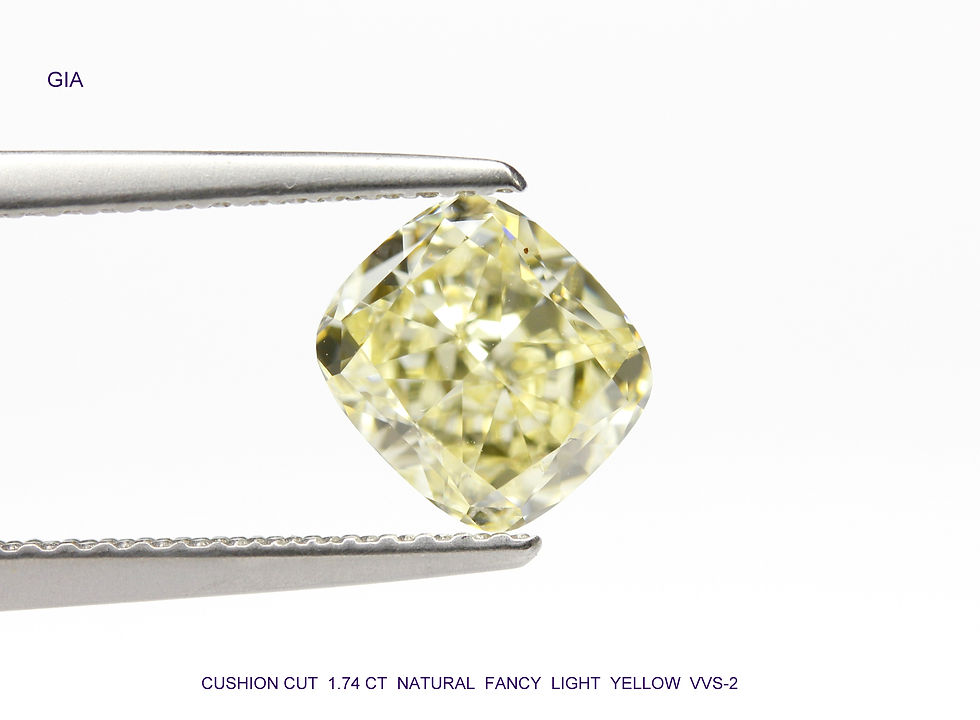 CUSHION CUT 1.74 CARAT NATURAL FANCY LIGHT YELLOW VVS-2-GIA