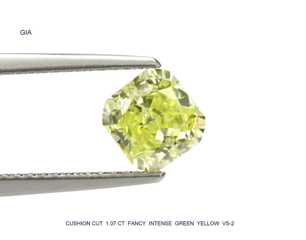 YELLOW DIAMOND 1.07 CARAT FANCY INTENSE GREEN YELLOW VS-2 GIA