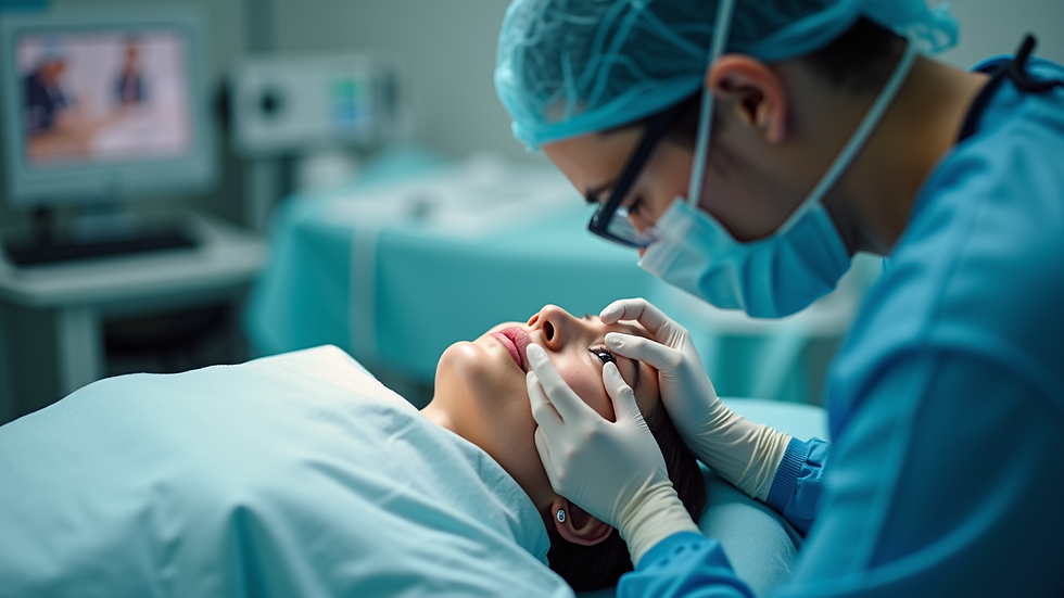 Eye-level view of a medical professional preparing regenerative treatment for hair loss