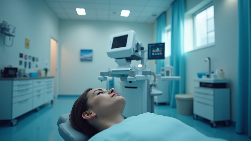 Eye-level view of laser treatment machine in a clinical setting