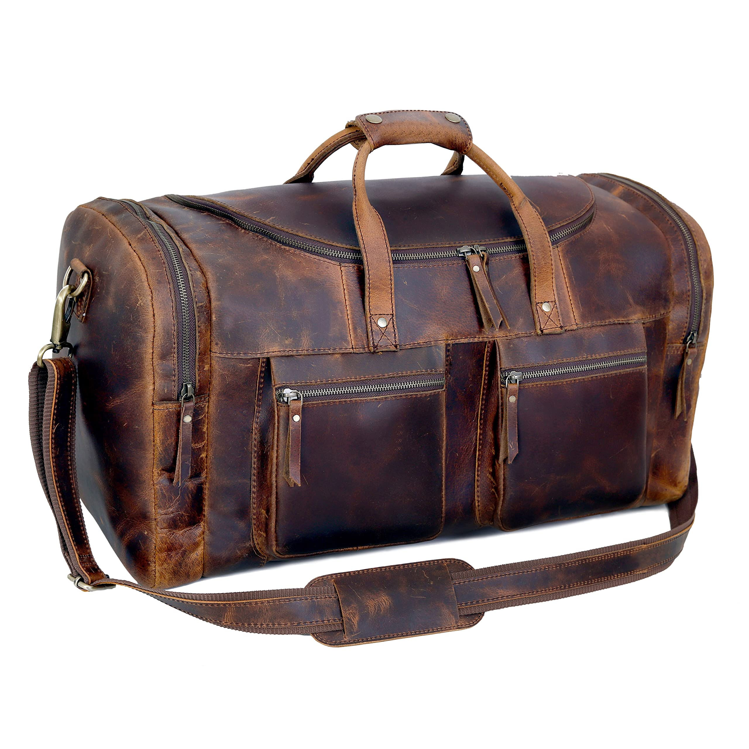 28" Vintage Duffel Classic Style with Modern Outlook Retro Thick Full Grain Cowh