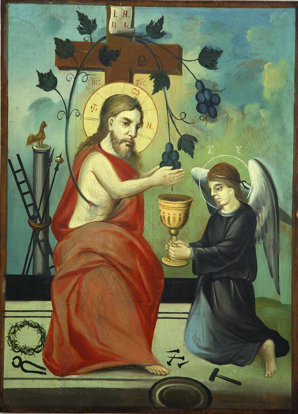 Jesus squeezing juice out of grapes showing spiritual fruitfulness